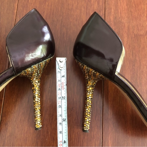 Francesco Secco ombre ,orange ,yellow diamond embellished peep toe pumps sandals - Picture 15 of 17